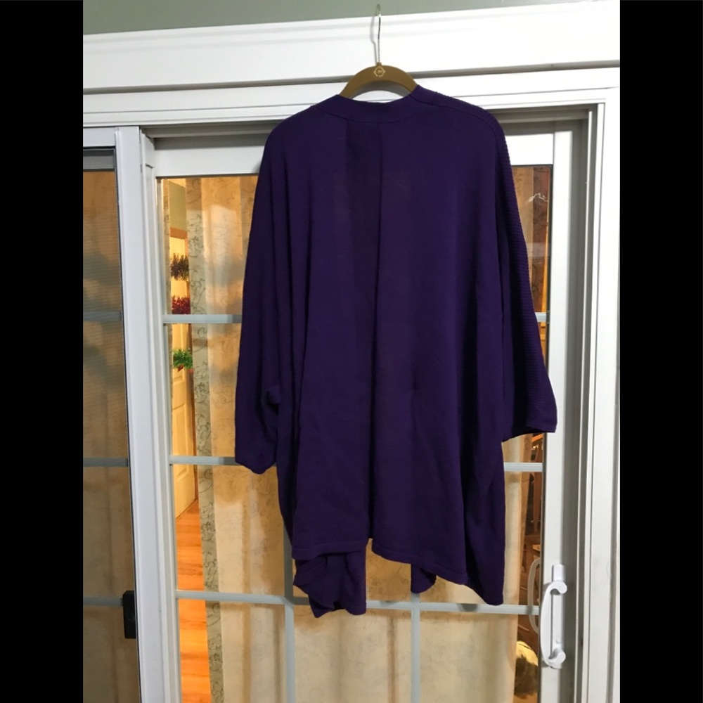 Catherine’s 4X dark purple cardigan